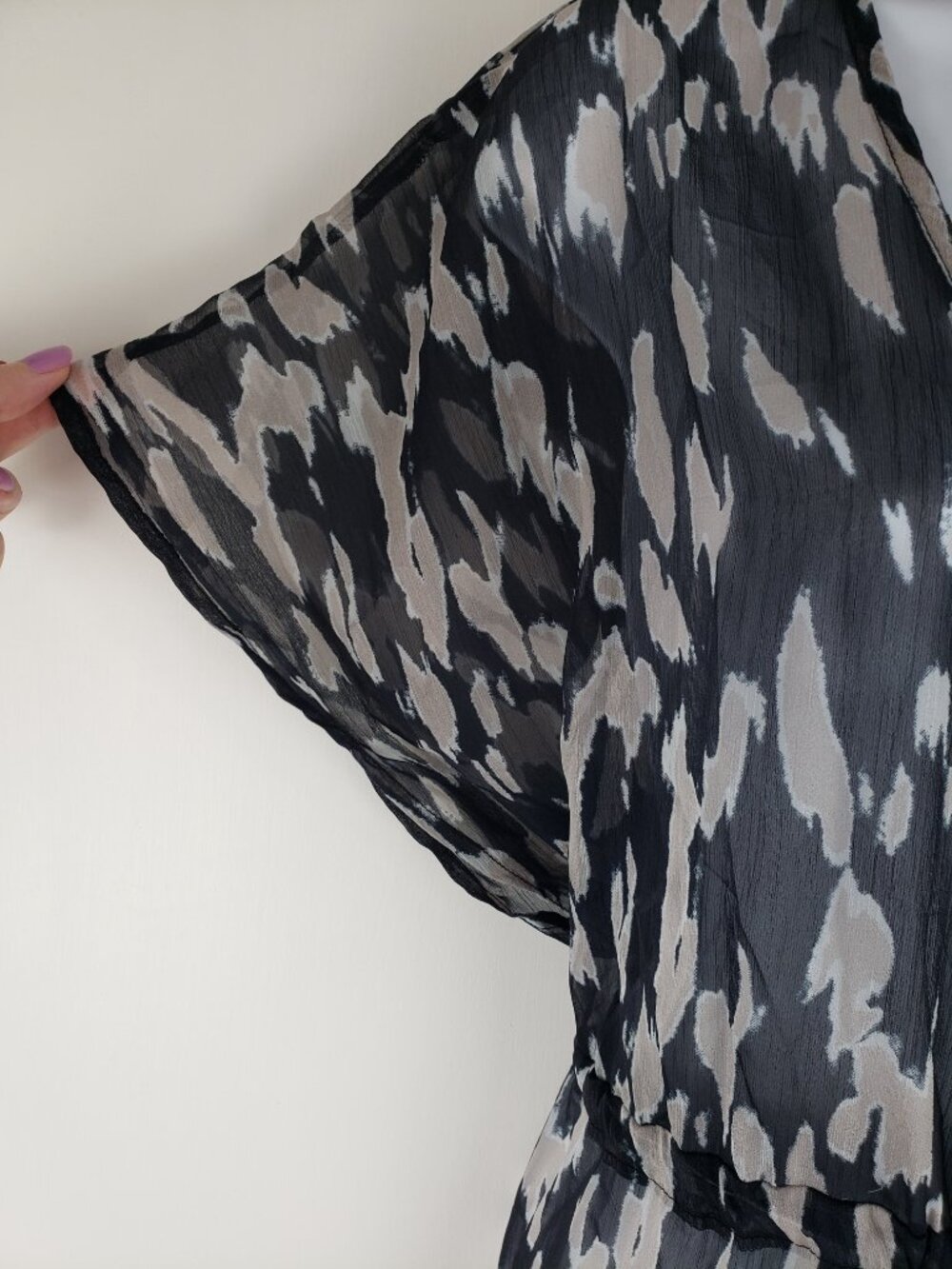 Cupshe Leopard Print Swim Cover-Up Kimono Sheer Open Front Maxi Womens Small - Picture 5 of 8